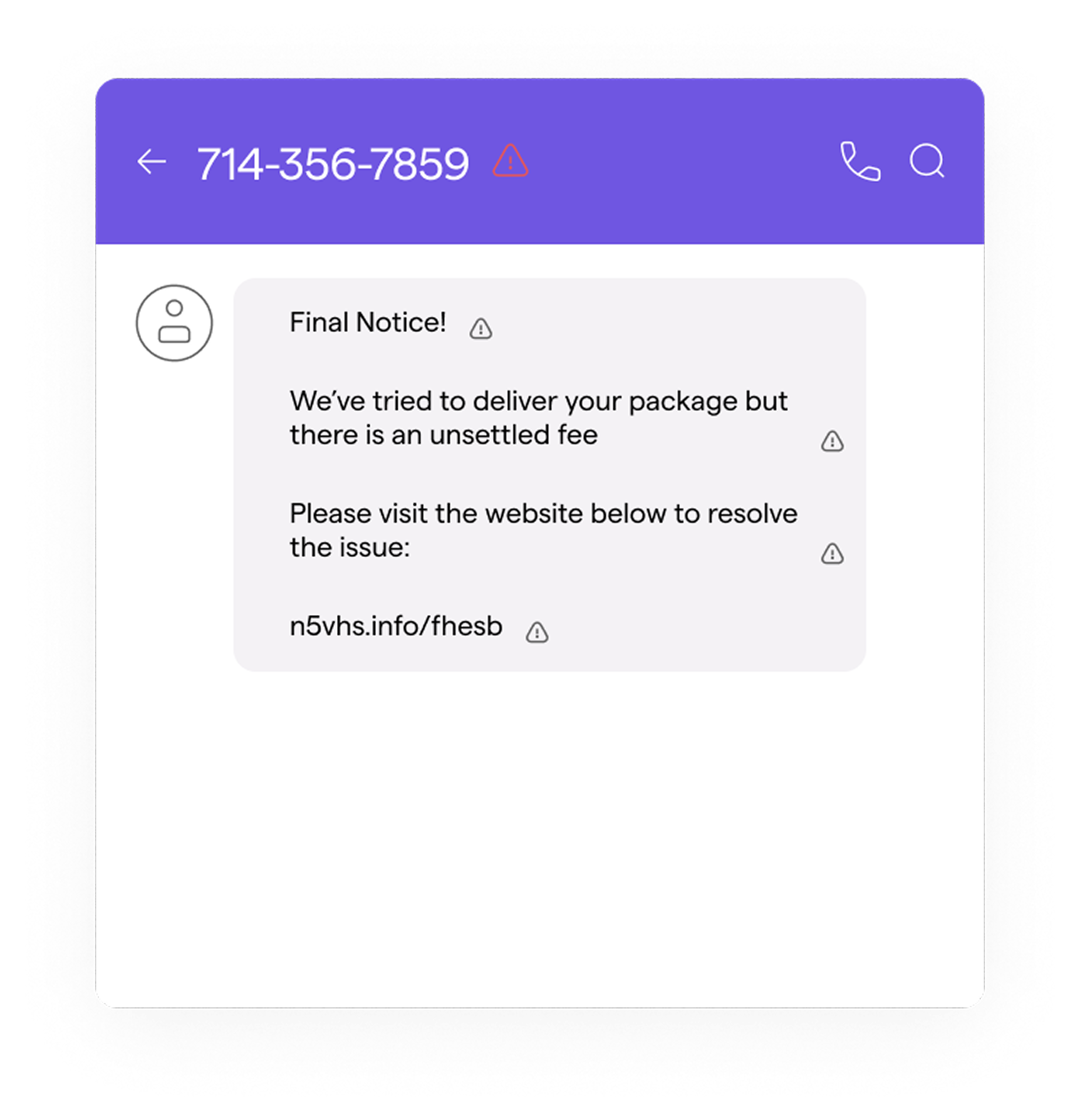 SMS Phishing Example